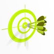 Darts hitting directly in bulls eye