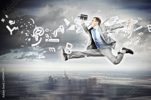Photo: Image of running businessman Image of running businessman