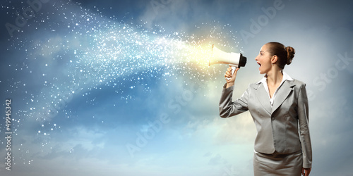 Photo: businesswoman with megaphone businesswoman with megaphone