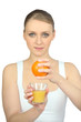 young woman pressing an orange