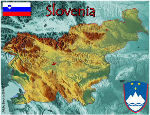 Vector: Slovenia Europe national emblem map symbol motto Slovenia Europe national emblem map symbol motto