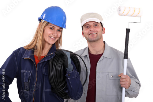 Photo: Portrait of an electrician and a painter Portrait of an electrician and a painter