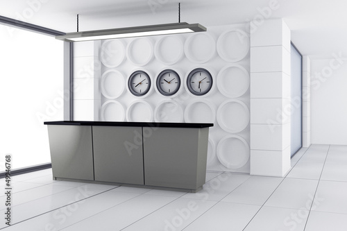 Illustration: the office lobby with a reception desk the office lobby with a reception desk