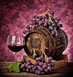 Red wine bottle and wine glass
