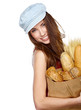 girl holding a bag of food