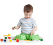 painting child boy over white background