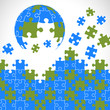 Puzzle pieces 3d globe vector design