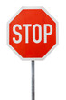 Red stop sign on a metal pole