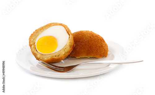 Photo: Egg ball (Eierbal) cut in half on saucer Egg ball (Eierbal) cut in half on saucer