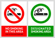 No smoking and Smoking area labels - Set 11