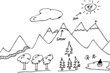 Illustration: Bergwelt, Skizze Bergwelt, Skizze
