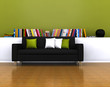 Living room with library