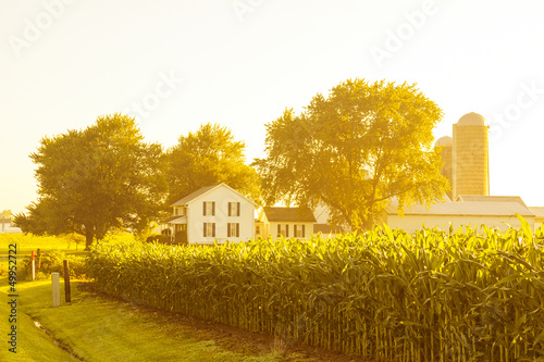 Photo: American Countryside Landscape With White Barn American Countryside Landscape With White Barn
