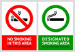 No smoking and Smoking area labels - Set 13