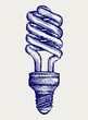 Energy saving light bulb. Doodle style. Vector EPS 8