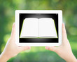 Man hands holding tablet PC