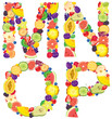 Vektor: Alphabet from fruit MNOP Alphabet from fruit MNOP
