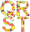 Alphabet from fruit QRST