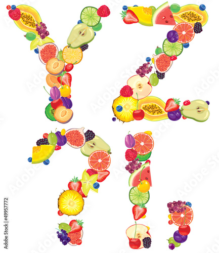 Vector: Alphabet from fruit XZ Alphabet from fruit XZ