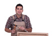 Carpenter carving wood