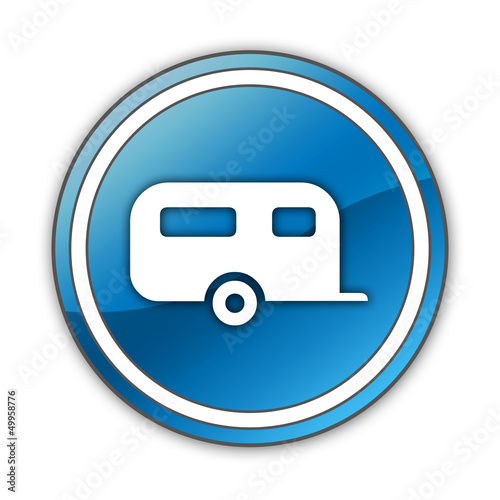 Illustration: Glossy Button "Camping Trailer" Glossy Button "Camping Trailer"