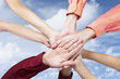 Business team join hands
