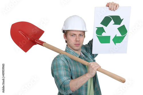 Photo: Man promoting environmental awareness Man promoting environmental awareness
