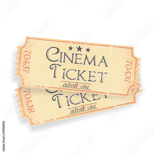 Vector: pair of vintage cinema tickets pair of vintage cinema tickets