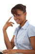 Smiling businesswoman in glasses