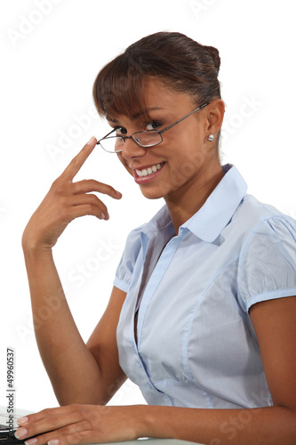 Photo: Smiling businesswoman in glasses Smiling businesswoman in glasses