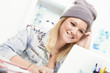 charming teenager at the computer