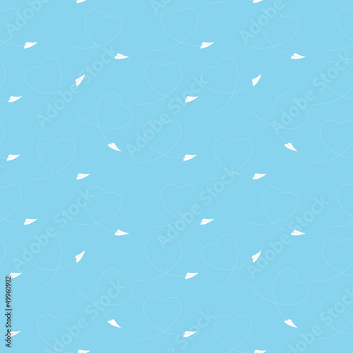 Vector: Seamless pattern with paper plane and heart vector illustration Seamless pattern with paper plane and heart vector illustration