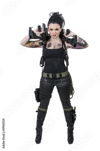 Photo: Woman with Assault Rifle Woman with Assault Rifle