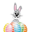 colorful white striped easter eggs bunny isolated