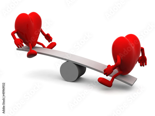 Illustration: balance between two hearts balance between two hearts