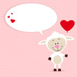 Little sheep with heart balloon and speech bubble