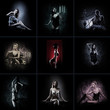 A collage of young and sexy women posing in erotic lingerie
