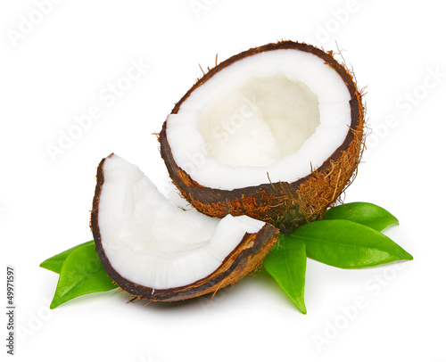 Photo: Coconut with green leaves Coconut with green leaves