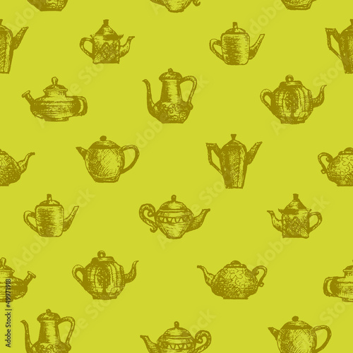 Vector: Teapots seamless background. Teapots seamless background.