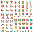 vector illustration of colorful bird,butterfly and fish