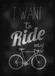 Retro Bicycle Illustration On Blackboard With Chalk