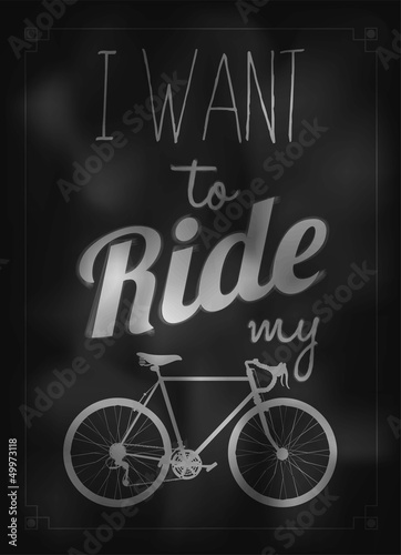 Vector: Retro Bicycle Illustration On Blackboard With Chalk Retro Bicycle Illustration On Blackboard With Chalk