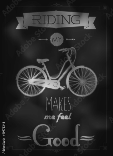 Vector: Retro Bicycle Illustration On Blackboard With Chalk Retro Bicycle Illustration On Blackboard With Chalk