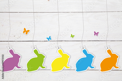 Illustration: Osterhasen mit Holzhintergrund Osterhasen mit Holzhintergrund