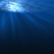 Underwater scene with rays of light