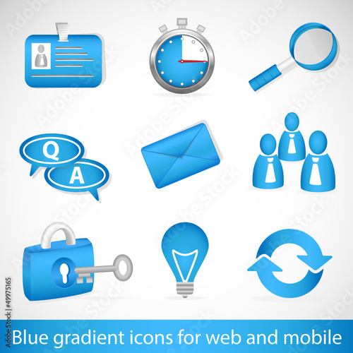 Vector: Set of blue gradient icons for web and mobiles Set of blue gradient icons for web and mobiles