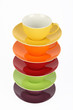 5 leere Kaffeetassen
