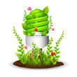 vector illustration of green light eco concept with flora