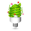 vector illustration of green light eco concept with flora