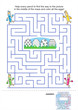 Easter maze game and coloring page for kids